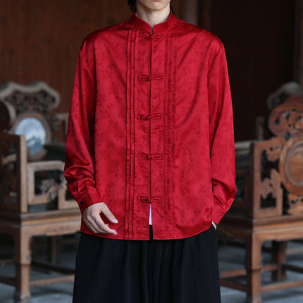 Camicie con stampa Abito tradizionale cinese Tang Camicie comode e traspiranti retrò Kung Fu Tai Chi Camicette casual Abbigliamento da uomo