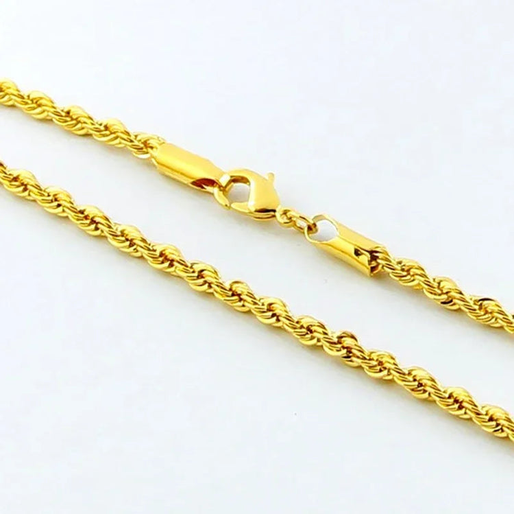 Hot y2k 18K Gold Necklace 3MM Twisted Rope Twist Electroplating Chain for Men Women Wedding Jewelry Gifts PlatiNum