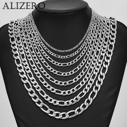Men's 925 Sterling Silver Necklace 2/4/6/8/10/12MM 40-75cm Figaro Chain Necklace Lobster Clasp Men Women Engagement Jewelry PlatiNum