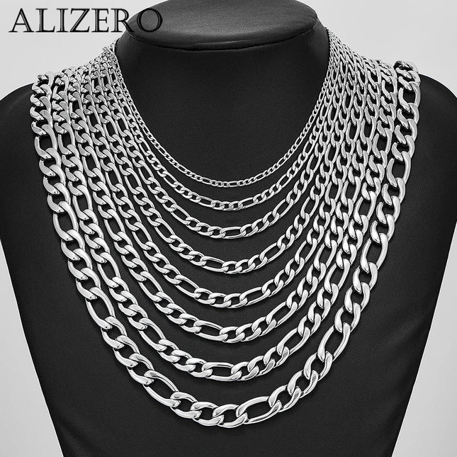 Men's 925 Sterling Silver Necklace 2/4/6/8/10/12MM 40-75cm Figaro Chain Necklace Lobster Clasp Men Women Engagement Jewelry PlatiNum