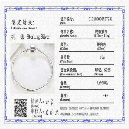 Famous Brand Original Certified 925 Sterling Silver Bracelet for Women DIY Charms Beads Snake Link Chain Classic Wrist Jewelry PlatiNum