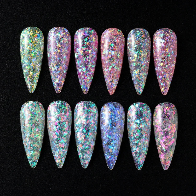 12 Grids Aurora Chameleon Nail Glitter Flakes Irregular Crystal Glass Sequins Powder Shiny Mermaid Paillette Nail Art Decoration 2026