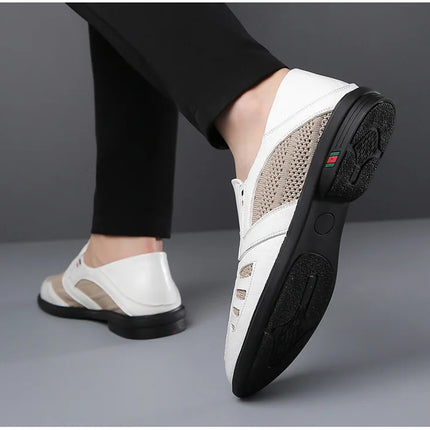Scarpe basse formali estive maschili Scarpe casual traspiranti da uomo Scava fuori mocassini da uomo Mocassini fantastici Scarpe da esterno slip on fatte a mano