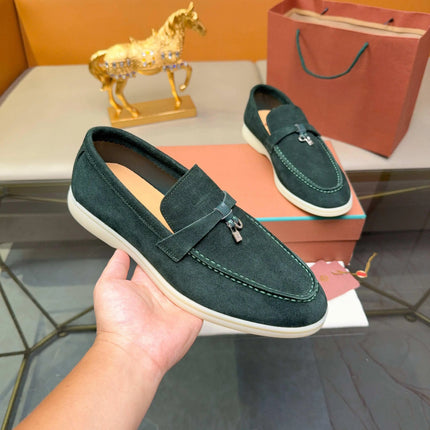 Mocassini da uomo in pelle scamosciata, mocassini classici slip-on con fibbia in metallo, suola morbida antiscivolo, calzature casual leggere per camminare, comode scarpe casual da lavoro per l'ufficio, la guida e l'uso quoti