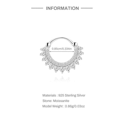 BOAKO 925 Sterling Silver Moissanite 2/3/4mm Round  For Woman 1 Piece geometric Piercing Earrings Party Wedding Fine Jewelry PlatiNum