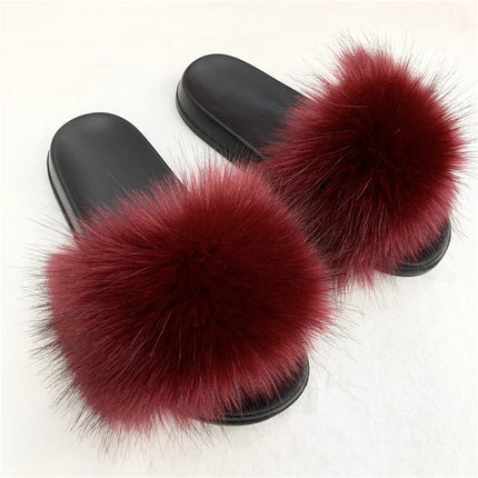 Fluffy Slippers for Women Soft Faux Fur Women's Summer Slippers Stylish Open Toe Sandals Comfy Fuzzy Indoor Outdoor Beach Shoes
