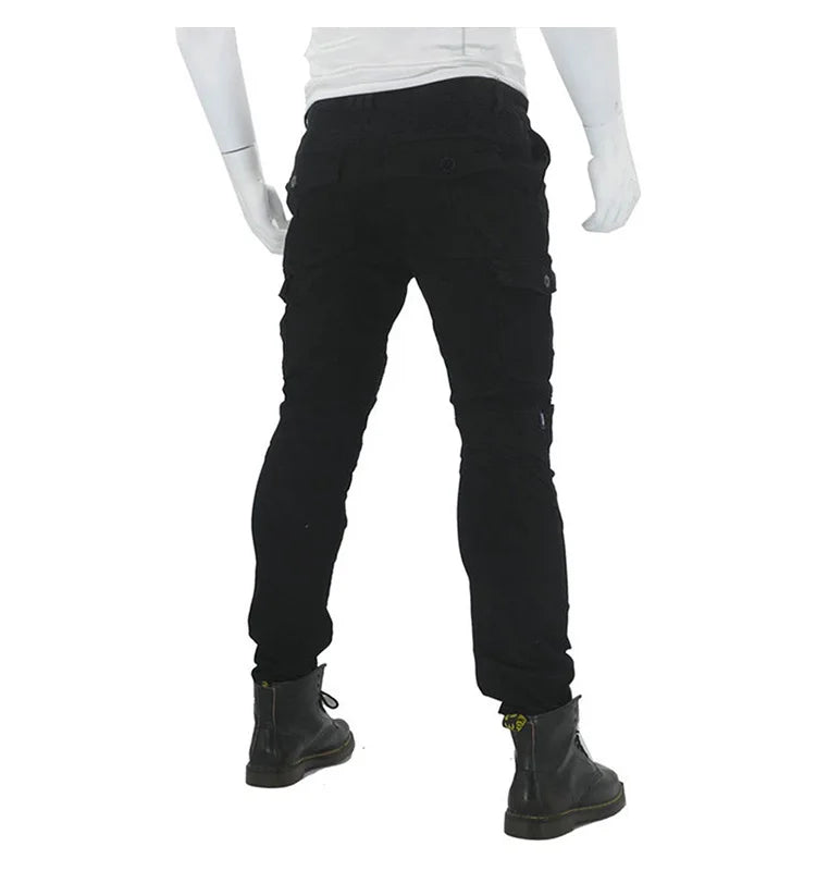 Men Denim Cargo Skinny Solid Pockets Pencil Pants Washed Ankle Length Jeans Vintage Moto Biker 2024 Summer Slim Fit Sheath PlatiNum