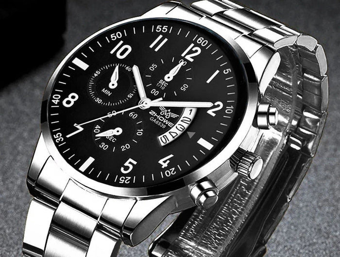 Orologio da uomo di lusso da 1 pezzo, calendario aziendale alla moda, orologio da cintura in acciaio da uomo, regalo di Natale per San Valentino platinumshop