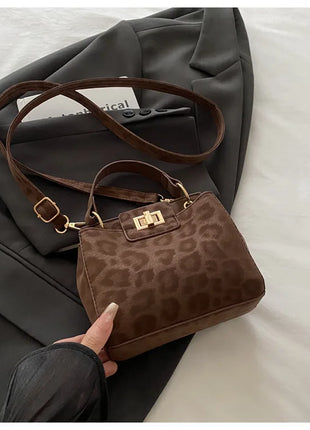 Elegante Mini Borsa a Tracolla con Manico Superiore, Chiusura Dorata, Versatile Borsa in Finta Pelle Scamosciata e Pelle per Uso Quotidiano Femminile
