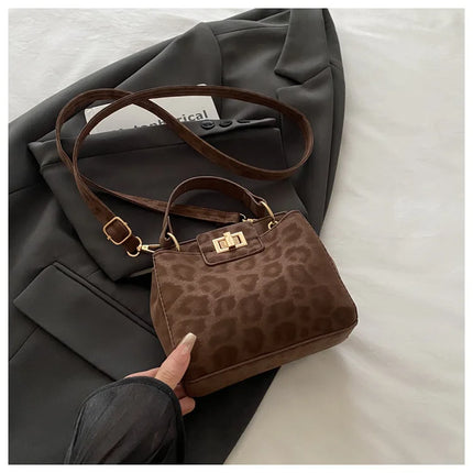 Elegante Mini Borsa a Tracolla con Manico Superiore, Chiusura Dorata, Versatile Borsa in Finta Pelle Scamosciata e Pelle per Uso Quotidiano Femminile