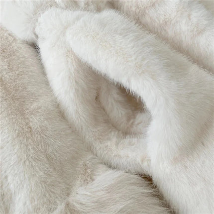 Winter Luxury Women Faux Furs Jackets Coats With Belt Elegant Waist Hugging Slimming Fur Big Collar Thickened Warm Outerwear