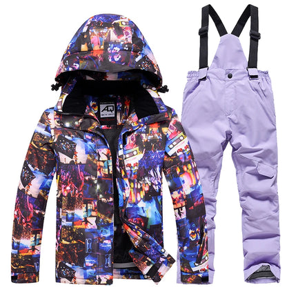 Cheaper, Children's Snow Suit, Snowboard Clothing Sets, Outdoor Wear, Ski Coat and Strap Pant, Kids Costumes, Boy‘s and Girl's