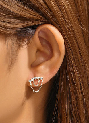 Orecchini con polsini piatti filettati con nappa tempestata di diamanti di nuovo stile, accessori per orecchie in stile europeo e americano. platinumshop