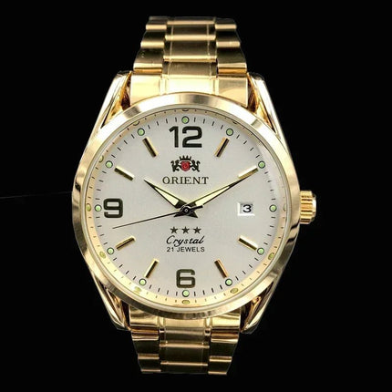 Orient Double Lion Classic Watch Series Orologio da uomo con cinturino in acciaio inossidabile Tourbillon meccanico automatico multifunzione di lusso platinumshop