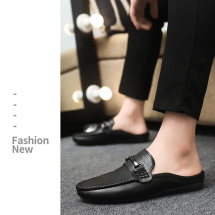 Mocassini Estivi da Uomo in Pelle Comodi e Leggeri, Scarpe Casual Morbide e Piatte, Ciabatte Quotidiane da Uomo