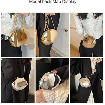 Designer Acrylic Shell Shape Clutch Bag Gold Silver Women Evening Party Bag Cute Shiny Metal Shoulder Crossbody Bags Small Purse PlatiNum
