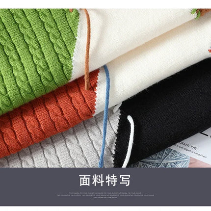 2025 New Patchwork Sweater Trend High Street Fashion Autumn and Winter Warm Men's Top Hip-hop Street Clothing