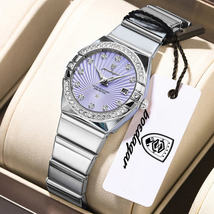 Orologio da donna POEDAGAR, raffinato, impermeabile, luminoso, con datario, in acciaio inossidabile, elegante orologio da polso al quarzo per donna. platinumshop