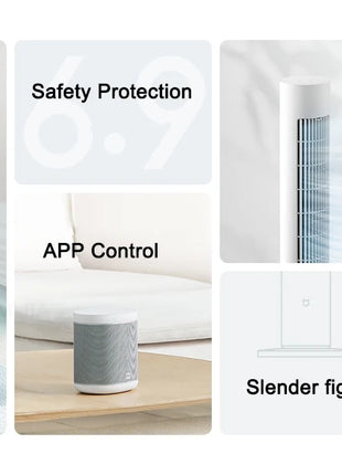 Ventilatore a Torre MIJIA Smart DC a Frequenza Variabile 2a Generazione, 150 °   Ventilatori oscillanti da terra per ambienti, 4 velocità, 3 modalità, versione CN con adattatore