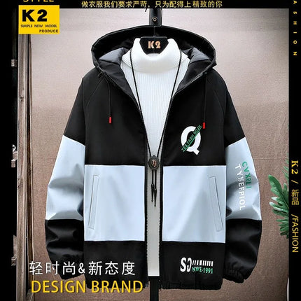 2023 Spring and Autumn New Fashion Hooded Tooling Jacket Men's Casual Loose Comfortable Waterproof High-Quality Large Size Coat