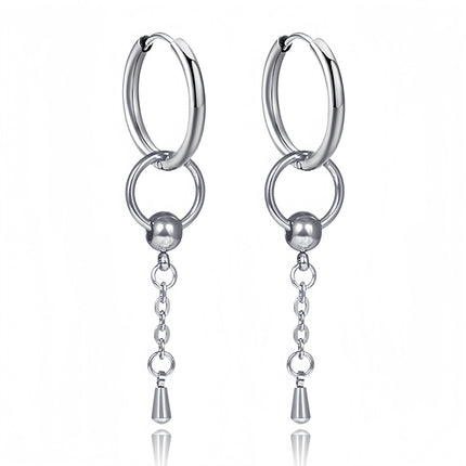 Long Hanging Crosses Leaves Pendants Hoops Woman Earrings Man Vintage Stainless steel Hip Hop Ear Piercing Jewelry Accessories PlatiNum