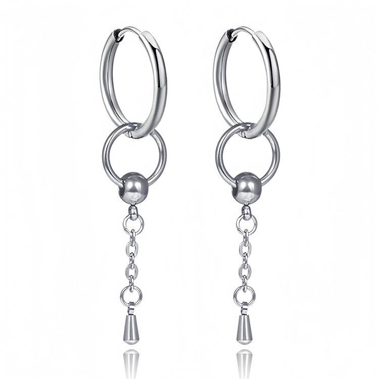 Long Hanging Crosses Leaves Pendants Hoops Woman Earrings Man Vintage Stainless steel Hip Hop Ear Piercing Jewelry Accessories PlatiNum