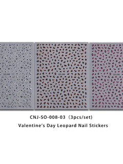 3Pcs Leopard Print Nail Stickers Easy DIY Manicure Decals Party Wedding Nail Art Decorations