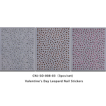 3Pcs Leopard Print Nail Stickers Easy DIY Manicure Decals Party Wedding Nail Art Decorations