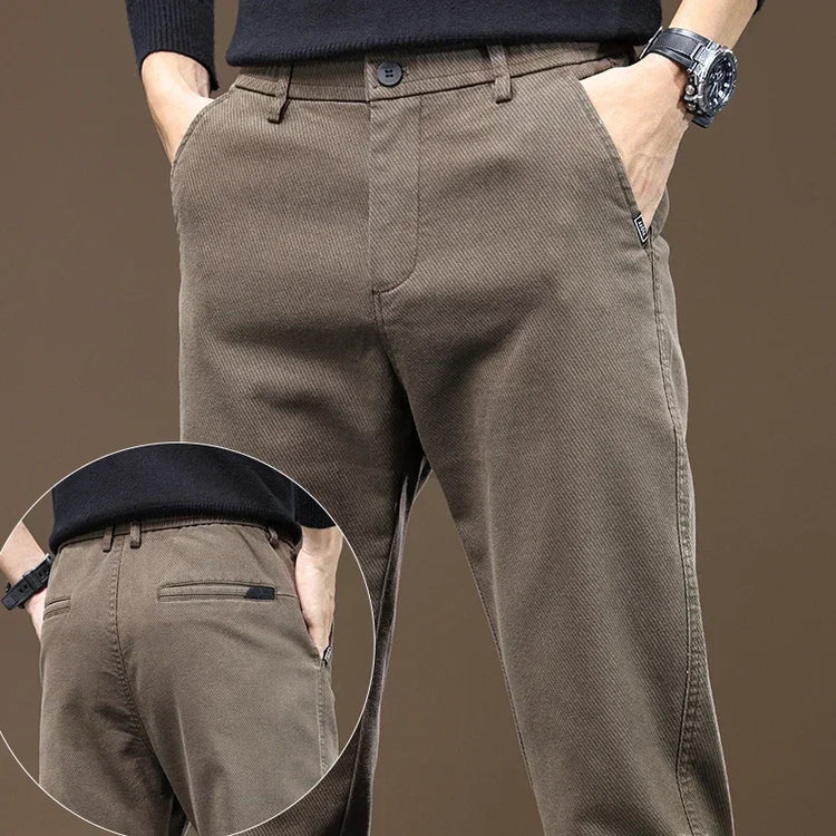 2026 New Autumn Winter Slim Straight Casual Pants Men Business Pants Trousers Male Work Clothes Black Gray Coffee Mens Clothing