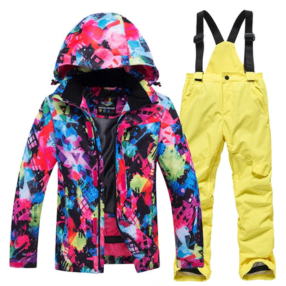Cheaper, Children's Snow Suit, Snowboard Clothing Sets, Outdoor Wear, Ski Coat and Strap Pant, Kids Costumes, Boy‘s and Girl's
