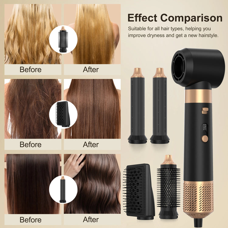 6 in 1 Professional Hair Dryer Hot Comb Set Professional Curling Iron Hair Straightener Styling Tool For Hair Dryer Household