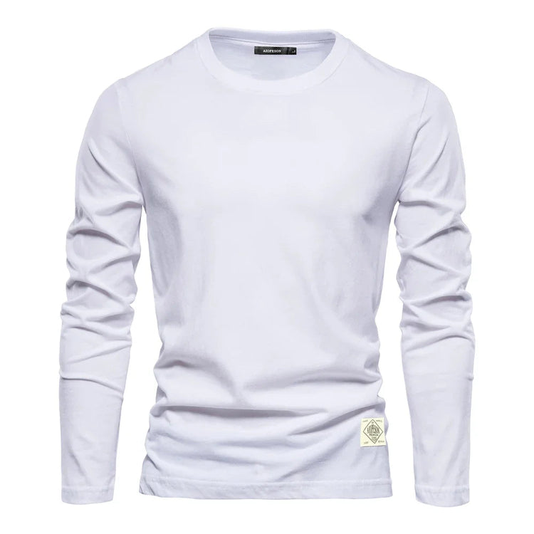100% Cotton Long Sleeve T shirt For Men Solid Spring Casual Mens T-shirts High Quality Male Tops Classic Clothes Men's T-shirts PlatiNum