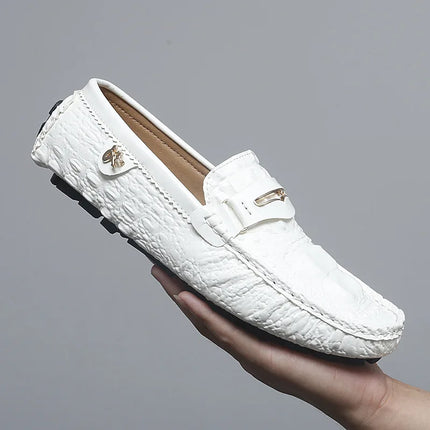 Scarpe Slip-On da Uomo in Pelle di Coccodrillo di Lusso, Scarpe Casual Primaverili ed Estive per la Guida, Stile Coppia, Taglio Basso, Suola in Gomma Traspirante