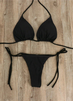 Costume da bagno sexy perizoma con cravatta laterale e cravatta da donna, cinturino diviso, fasciatura regolabile, stile brasiliano, costumi da bagno da donna platinumshop