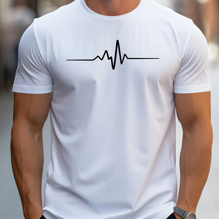 Men's Short Sleeve Round Neck T-Shirt Sporty Casual Slim Fit Creative Summer Graphic Print Polyester Men's