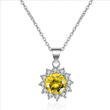 925 Sterling Silver Necklace For Women Round Pendent Sparkling Pave CZ Necklace Fashion Anniversary Birthday Jewelry Gifts N325 PlatiNum