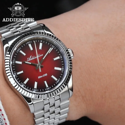 ADDIESDIVE Watch For Men Sapphire Glass Luminous 10Bar Diving Jubilee Strap 316L Stainless Steel VH31 Movement Quartz Watch