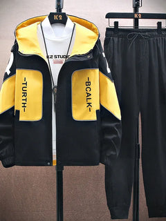 Spring Autumn New Tracksuits Men Set Casual Hooded Jacket Pants Sweatshirt Sportswear Coats Men Jacket+Pant Suits
