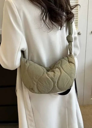Puffer Shoulder Bag for Women Soft Down Cotton Padded Tote Handbag Purse Quilted Cross Body Bag Solid Color Bubbles Cloud Bag PlatiNum