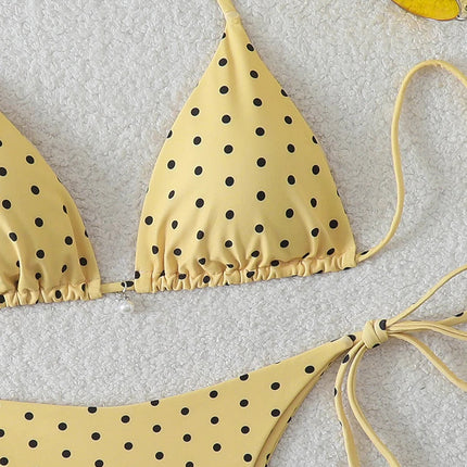 Bikini di Tendenza 2026, Costume da Bagno Sexy con Perle, Micro Bikini a Pois, Abbigliamento da Spiaggia per Donna platinumshop