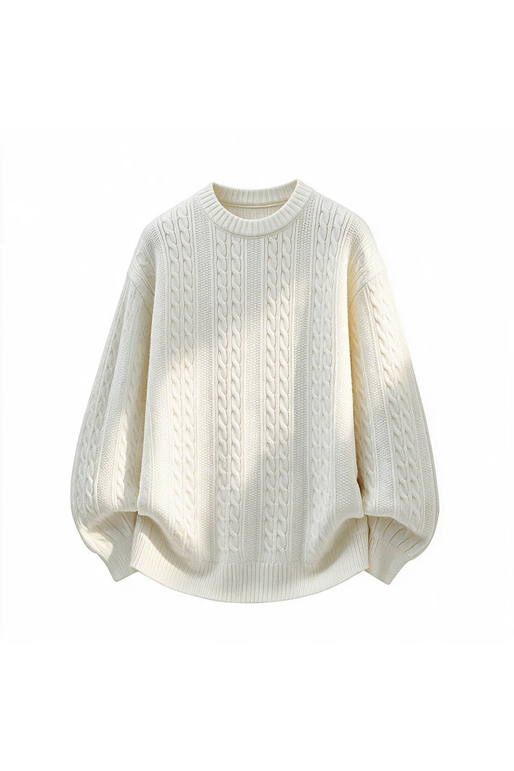New Trendy Autumn and Winter Jacquard Pattern Pullover Sweater Casual Round Neck Color-Blocking Knit Men's Pullover