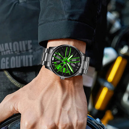 Orologio da Uomo LIGE di Lusso al Quarzo, Sportivo, Impermeabile, in Acciaio Inossidabile, Luminoso, con Quadrante a Forma di Ruota d'Auto, Elegante Orologio da Uomo per Affari platinumshop