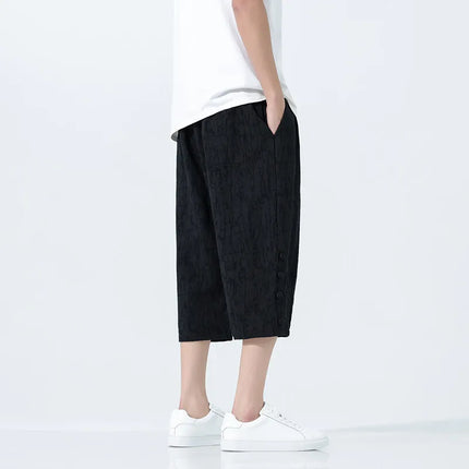 Pantaloncini da uomo Harajuku Kimono retrò Pantaloni da spiaggia comodi e traspiranti Pantaloni casual Harun larghi in cotone stile giapponese da uomo