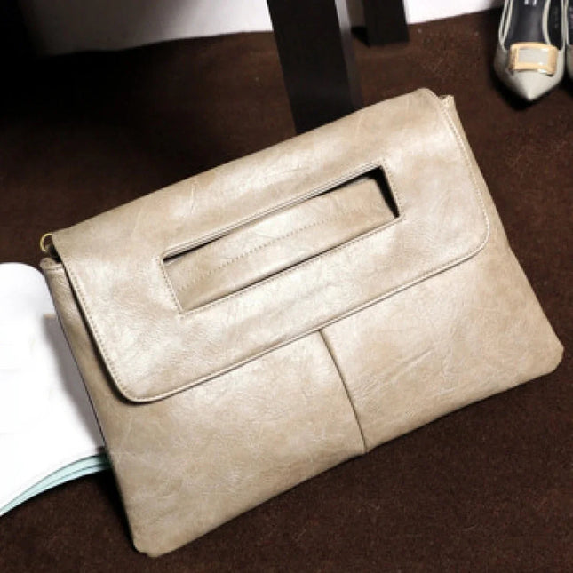 Fashion evening bag, elegant and exquisite, vintage PU leather clutch bag, large capacity wristlet handbag women's wallet envelo PlatiNum