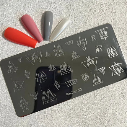 Gothic Cross Nail Stamping Plate Dark Rosary Cross Stainless Steel Punk Nail Art Stencil for DIY Manicure