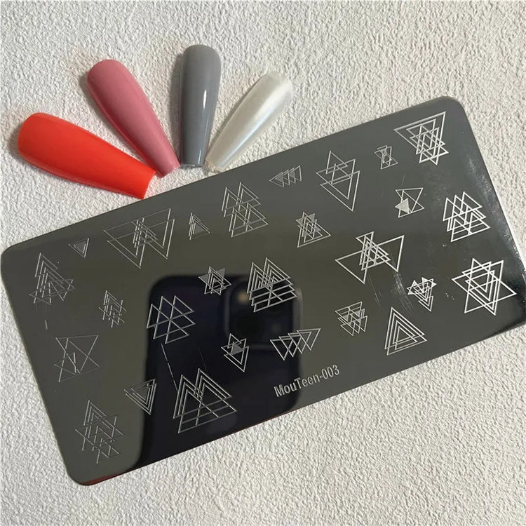 Gothic Cross Nail Stamping Plate Dark Rosary Cross Stainless Steel Punk Nail Art Stencil for DIY Manicure