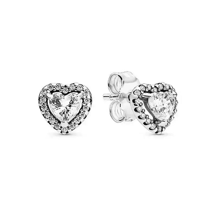 Orecchini in Argento Puro 925 con Zirconi a Forma di Cuore, Stella, Luna e Cerchio, Gioielli per Donne, Regalo per Compleanno, Festa della Mamma, Accessori platinumshop