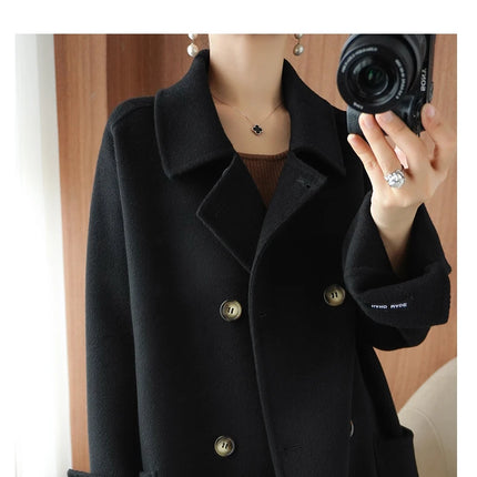 Ladies' 100% Cashmere Thick Double-Sided Extended Coat, Classic, Versatile and Fashionable for Business and Leisure