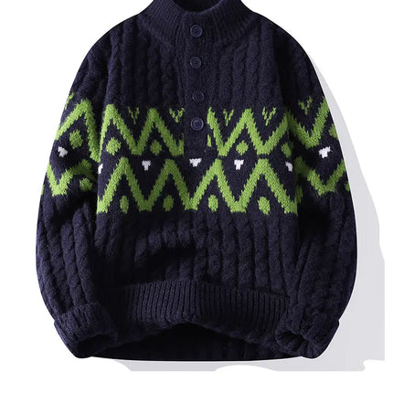 Mens Knit Sweater Autumn Winter Pullover Korean Soft Heavyweight Knit Polo Sweaters Minimalist Long Sleeve Casual Top