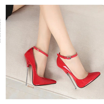 Sexy 16cm Extreme High Heels Pumps Shoes Woman Fashion Key Black Red Heeled Dance Party Wedding Office Shoes Ladies Large Size PlatiNum